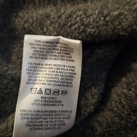 Eddie Bauer Men's Medium Heathered Gray Radiator 1/4 Zip Fleece Pullover Sweater - Picture 6 of 6